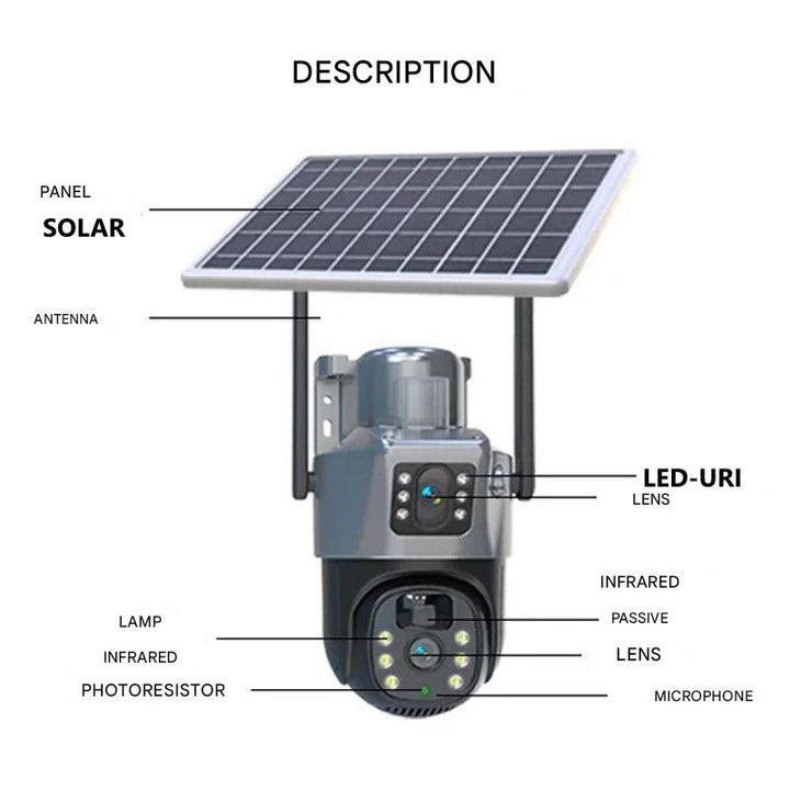 Solar Security Camera | 4K Wireless with Dual Lens and 360° Rotation