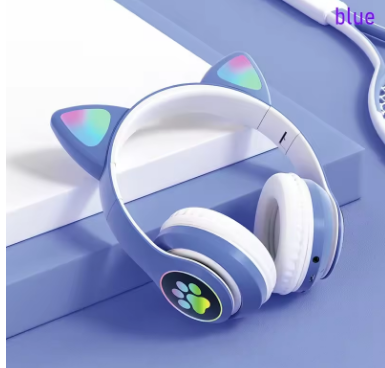 Gaming Headphones Cat Ears | LED RGB Light Foldable Headset